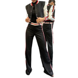 Fongt 2023 New Casual Jacket Fashion Striped Short Baseball Suit Suit-Outfit