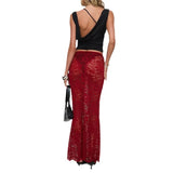 Fongt 2024 Summer Hot Style Fashion Versatile Lace Perspective Sexy Dress Can Be