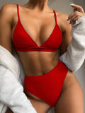 Fongt 2023 Outer Single Bikini Burst Solid Color Bikini Women's Split Swimsuit Triangle Bikini B170-Outfit