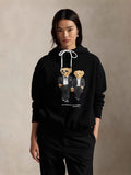 Fongt Women's Embroidered Cartoon Bear Doll Long-Sleeved Collar Knitted Sweater