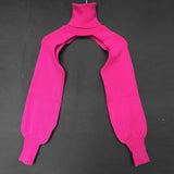 Fongt Autumn And Winter Explosion Women's Lantern Sleeve High-Necked Wool Sleeve Net Color Sweater