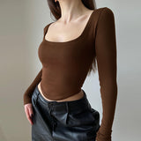 Fongt Knitted With A Short Long-Sleeved Top 2024 Summer New Women's Casual Bottoming
