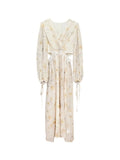 Fongt Xixi 2025 Spring New French Temperament Printed High-Rise Long Sleeves With Thin Coat Dress 88189