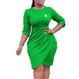 Fongt With Brooch Large-Size Women's Summer Temperament Tongle Elegant Folded Dress