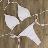Fongt Neck With Bikini Solid Color Sexy Swimsuit Lady Split Strap Adjustable Multi-Color Swimsuit