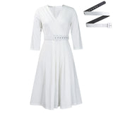 Fongt Women's New V-Neck Fashion Temperament Folds Elastic Temperament Elegant African Dress