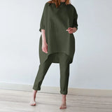 Urban Tracksuit Women Summer Pants Suits ZANZEA Two Piece Sets Casual 3/4 Sleeve Irregular Blouse Trousers Sets