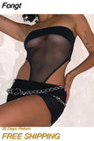 Mesh See Through Bodysuits Women Strapless Backless Off Shoulder One Piece Rompers 2023 Summer Night Club Party