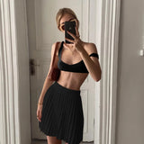 Fongt And Summer 2023 New Explosive Women's Clothing Weaving Small Bra 100-Fold Skirt Suit