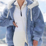 Fongt Hot New Autumn And Winter Loose Plush Multi-Color Hooded Coat Woman