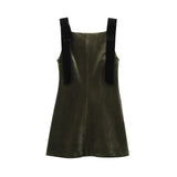 Fongt Sexy Body-Claming Square Skirt 2025 Spring Sling Velvet Bow Mini Dress