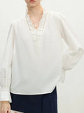 Fongt Temperament Lace Lace V-Neck Shirt Women's Spring 2025 Design Sense Niche Elegant Loose Coat