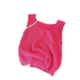 Fongt With Comfortable Barbieins Wearing Knitted Short Sleeveless New Temperament Slings Sweet Spicy Vest