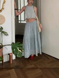 Fongt Style French Blue Holiday Vest Sleeveless Dress High-End Vest Half Dress Two Sets
