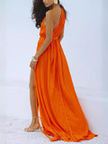Fongt Women's Fashion New Beach Holiday Tie Rope Solid Dress Hood 8045