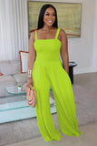 Fongt New Women's Solid Color Casual Strap Strapless Wide-Leg Jumpsuit-Outfit