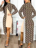New Women's Wear 2023 Fashion Split Printing 2-Piece Set-Outfit
