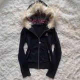 Fongt Hoodie Women's Letter Skeleton Embroidered Zipper Jacket Fashion Hat Jacket Y2k Top