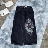 Big Boy Jeans Xinjiajuku Hip-Hop Cartoon Pattern Loosely Embroidered Jeans-Outfit
