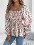 Spring And Summer Leisure Collar Horn Sleeves Chopped Flower Chiffie Holiday Tops Women's