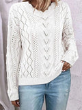 Fongt Women's Sweater Knitted Shirt Design Hollow V-Neck Long-Sleeved Hooded Top