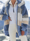 Fongt Hot New Autumn And Winter Loose Plush Multi-Color Hooded Coat Woman