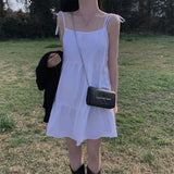 Fongt Chic Temperament Simple Small Man With Short Skirt Sling Skirt Solid Color Loose Splicing Sleeveless Dress