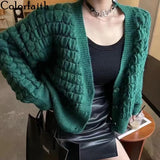 New 2021 Women's Autunm Winter Sweaters Cardigans Checkered Knitted Bubble Grid Fashionable Plaid Lady Tops
