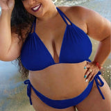 New Push Up Bra Women's Swimsuit Sexy Double Tie Up Halter Two Piece Bikini Swimsuit Female Plus Size Swimming Beachwear-Outfit
