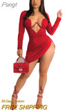 New Chic Black Corest Bodycon Mini Dress Fashion Womens Long Sleeve Side Slit Irregular Party Club Dresses Female
