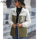 Casual Cardigan for Women Long Sleeve Loose Round Neck Stitching Zipper Fleece Jacket Demi-season Jacket for