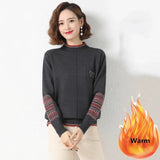 Thicken Plus Velvet Sweater Women Winter Warm Casual Loose Knitted Tops Korean Printted Pullover Soft Sweter Damski
