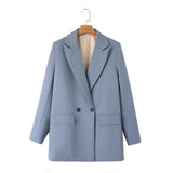 And Summer 2024 New Simple Loose Double-Breasted Suit Jacket New Suit For Women In Spring And Autumn-Outfit