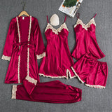 Fongt Pajamas With Bra Pads Gold Lady With Five Pieces Of Thin