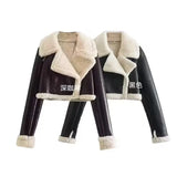 Fongt Winter New Y2K Women's Collar Fur All-In-One Double-Sided Short Jacket Jacket