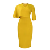Fongt Women's New Temperament Tongle Solid-Colored Bag Hip Professional Pencil Dress African Dress