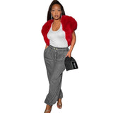 Fongt Women's Loose Jeans Women's New Zippered Feet Tight Waist Slacks