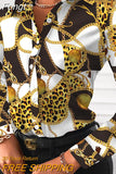 Women Elegant Floral Print Blouse Shirt 2023 Autumn New Casual Long Sleeve Button Tops Lady Sexy Bandage Turn-Down Collar