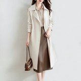 This Year Popular In The Long Style Versatile British Trench Coat Female Spring And Autumn Foreign Style Rice White Small Suit Coat-Outfit