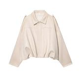 Fongt Women's 2025 New Bat Sleeve Loose-Fitting Velvet Bomber Jacket Jacket