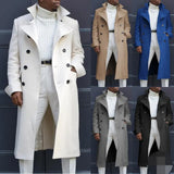 Fongt New Fashion Solid Color Collar Long-Sleeved Gentleman Coat Autumn And Winter Loose Coat In The Long Wind