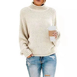 Fongt Women's WISH Turtleneck Long Sleeve Jumper Loose Casual Knit Sweater