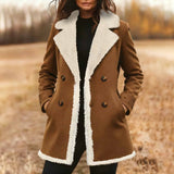 Fongt Shein Long Sleeve West Wind Plus Velvet Double Buckle Velvet Coat