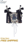 2023 Korean Cute Bear Jacquard Bow Women Suspender Vest Summer Y2K Vintage Casual Sleeveless Off Shoulder Ladies Crop