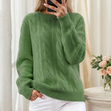 Fongt Women's Autumn/Winter 2025 New Ocean-Loose Casual Closed Knitted Small Long Sleeve T-Shirt