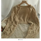 Fashion Sweaters Women Y2k Clothing Sueter De Mujer Solid Color Loose Casual Knitting Cropped Cardigan Tops Pull