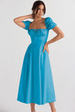 Fongt New Summer Fashion Bubble Sleeves With Open Fork Dress Dress Woman Summer