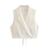 Fongt Summer New Women's Suit Collar Vest + Set Of Casual Shorts
