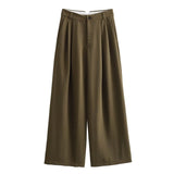 Fongt Women's Autumn New Dress V-Neck Short Vest High-Waist Broad Leg Trousers Commuting Suit