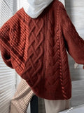 Oversized Cable Knit Sweater-Outfit